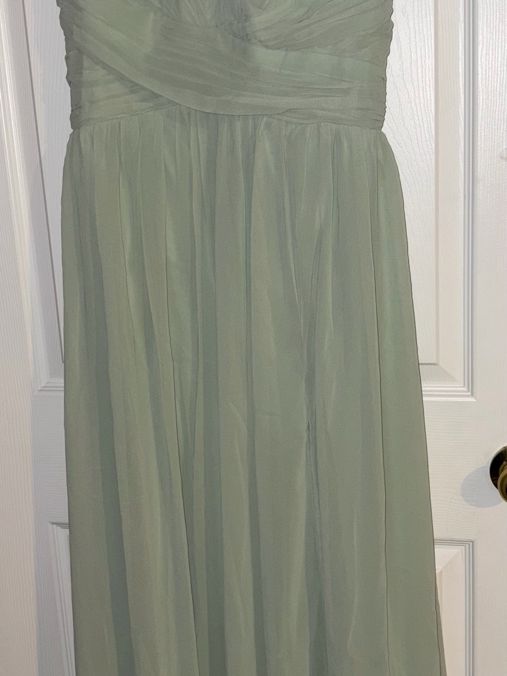 Fashion Nova Strapless Sage Green Chiffon Maxi Dress